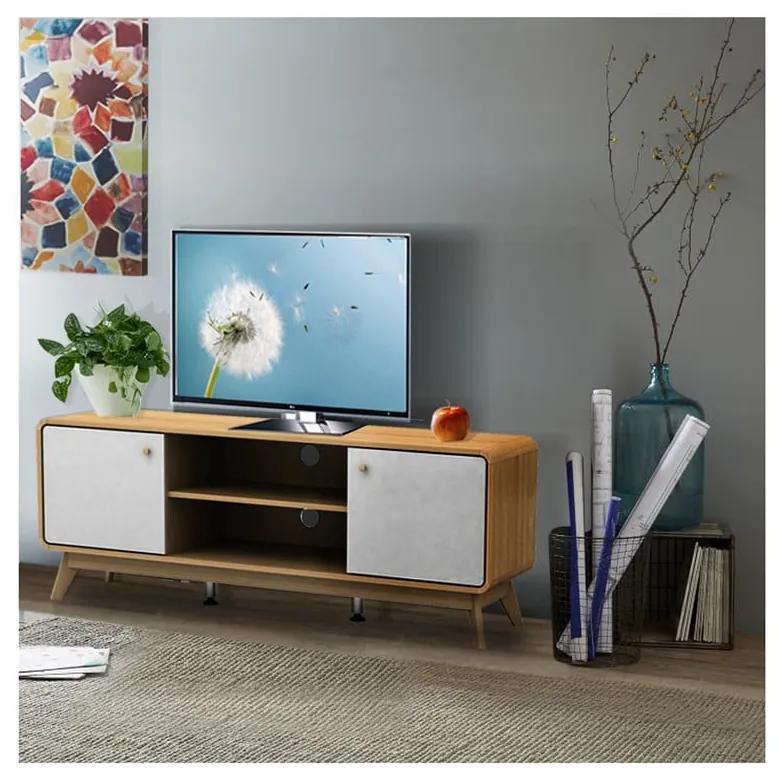 Бяла/естествена маса за телевизор от декор от дъб 140x53 cm Caitlin – Støraa