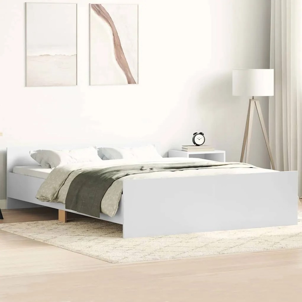3203740 vidaXL Рамка за легло с горна и долна табла, бяла, 120x200 см