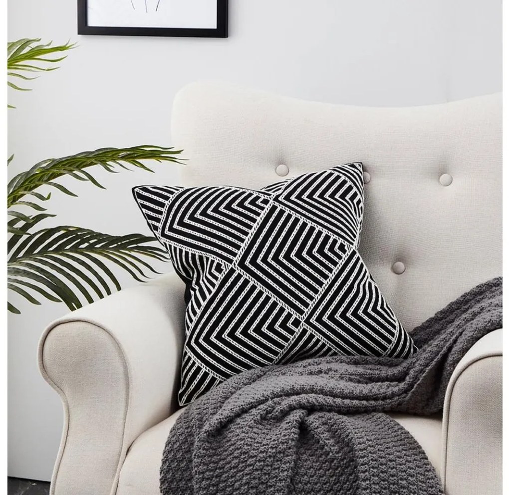 Eglo 420005 - Декоративна възглавница CHEVERY 45x45 см черен/бял