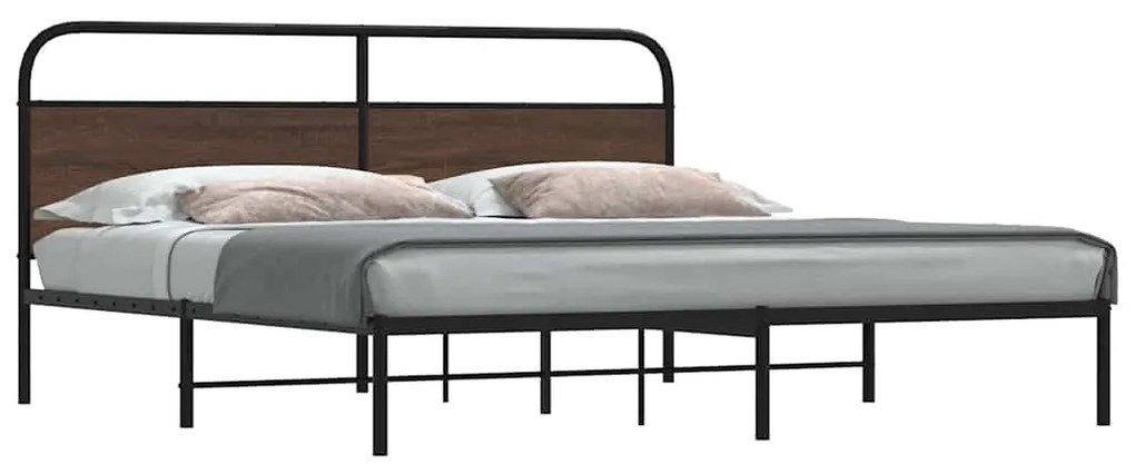 3318657 vidaXL Метална рамка за легло, без матрак, кафяв дъб, 183x213 см