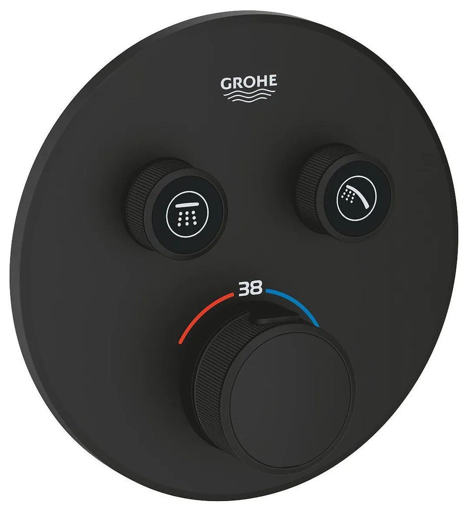 Термостат за вграждане, 29507KF0 Grohtherm SmartControl, Grohe, за вана/душ, платинено черен