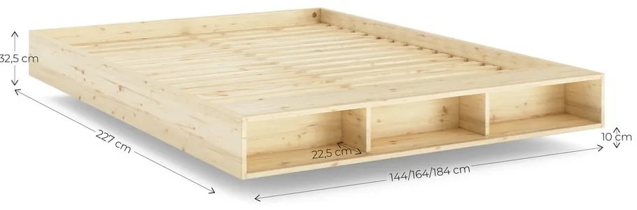 Двойно легло от масивен бор с включена подматрачна рамка в естествен цвят 180x200 cm Merge – Karup Design