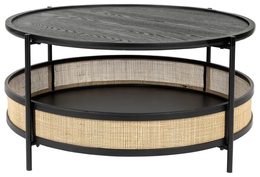 Kръгла масичка за кафе в черен и естествен цвят ø 80 cm Makoto – White Label