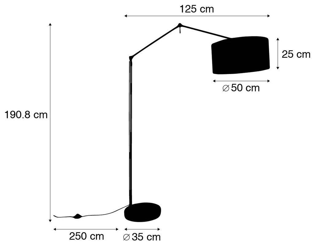 Подова лампа златиста със светло сив абажур 50 см регулируема - Editor