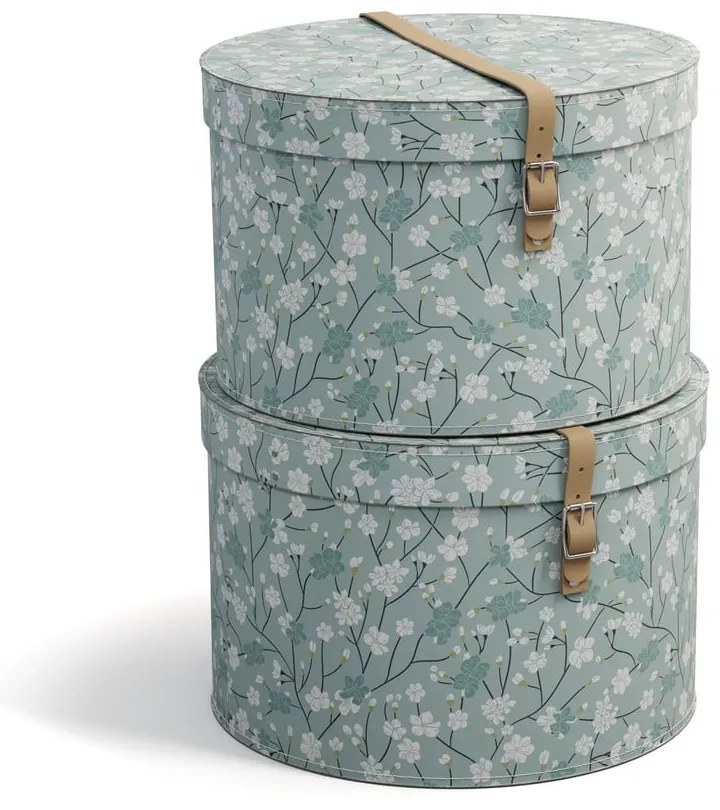 Светлозелени картонени кутии за съхранение в комплект 2 бр. с капаци ø 37,5x25,5 cm Rut Paper Laminate – Bigso