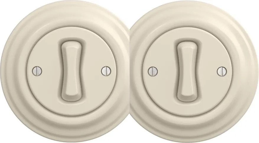 Kliklap - Двоен ретро еднополюсен ключ с рамка №1 бежов