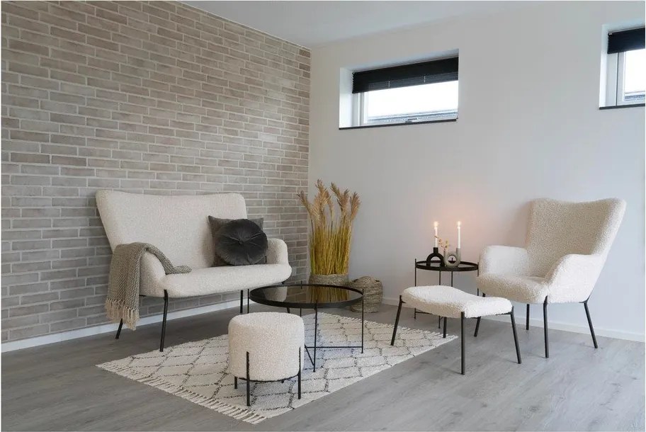 Кремава табуретка от изкуствен косъм Glasgow – House Nordic