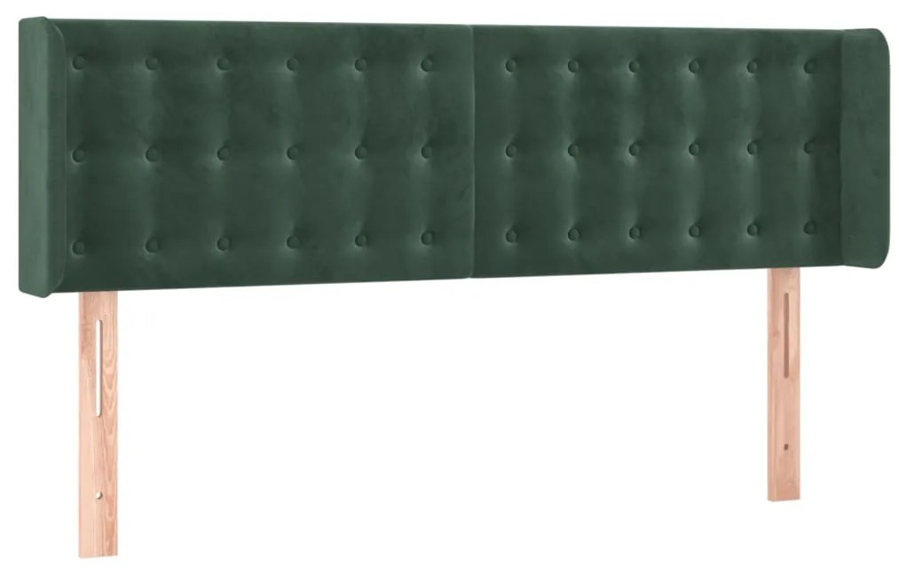 3119253 vidaXL Горна табла за легло, тъмнозелена, 147x16x78/88 см, кадифе