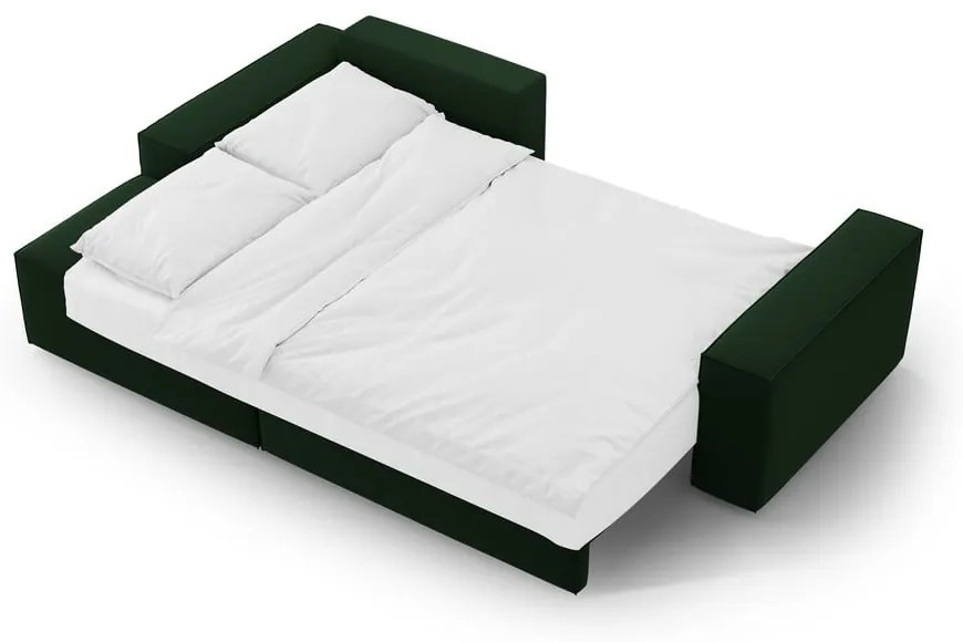 Тъмнозелен кадифен разтегателен с място за съхранение ъглов диван (ляв ъгъл) Jodie – Micadoni