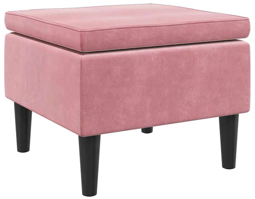 329440 vidaXL Табуретка с дървени крака, розова, кадифе