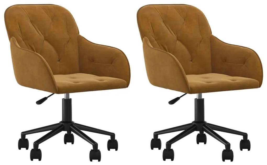3103429 vidaXL Въртящи се трапезни столове, 2 бр, кафяви, кадифе
