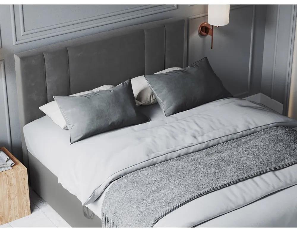 Светлосиво кадифено двойно легло , 180 x 200 cm Afra - Mazzini Beds
