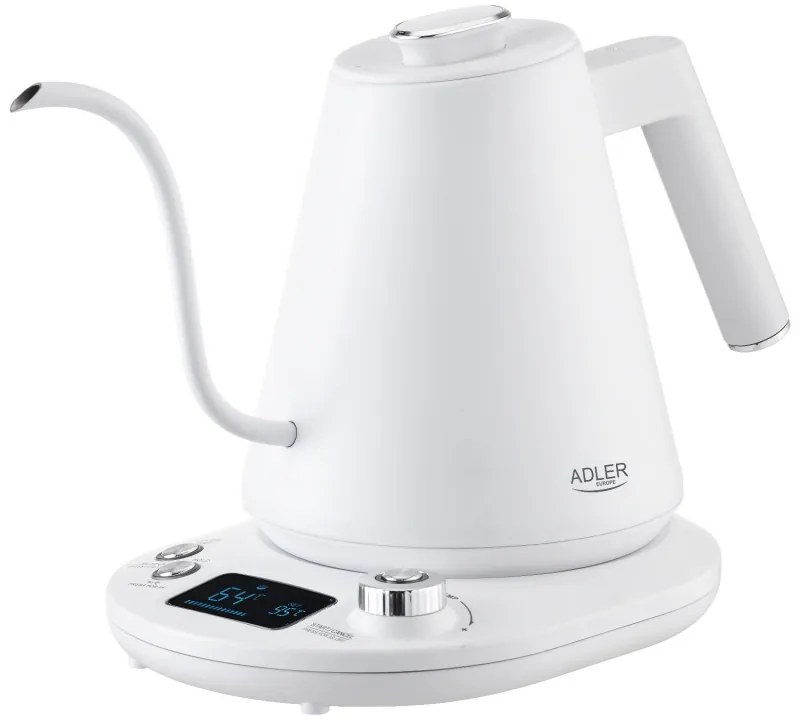 Електрическа кана Adler AD 1349W, 1100W, 1 л, 40-100 C, Поддържане на топлината, LED дисплей, Бял
