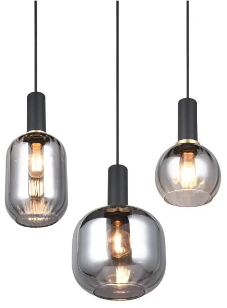 Черно висящо осветително тяло със стъклен абажур Diva – Trio