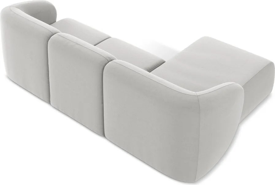 Светлосив кадифен ъглов диван (ляв ъгъл) Lani – Makamii