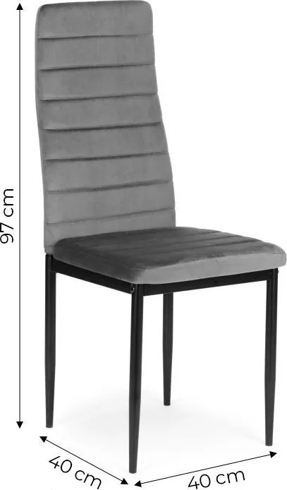 Комплект от 4 елегантни кадифени стола в сиво