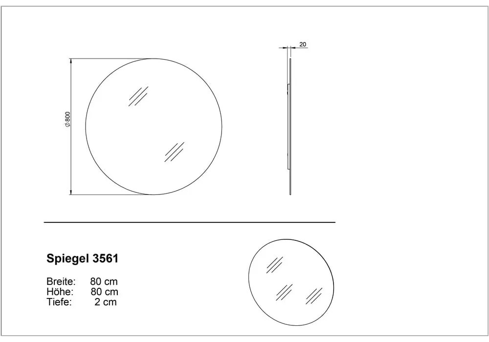 Стенно огледало ø 80 cm Libbiano – Germania