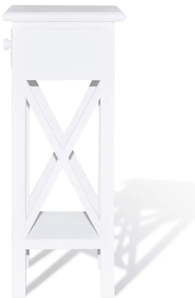 Странична маса с чекмедже, бяла