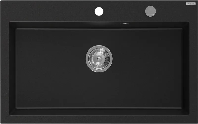 Mexen Elix гранитна мивка с 1 отделение 800 x 500 mm, черна, хромиран сифон - 6527801005-77
