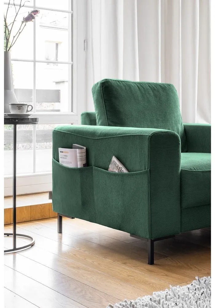 Тъмнозелено кресло от рипсено кадифе Lofty Lilly – Miuform