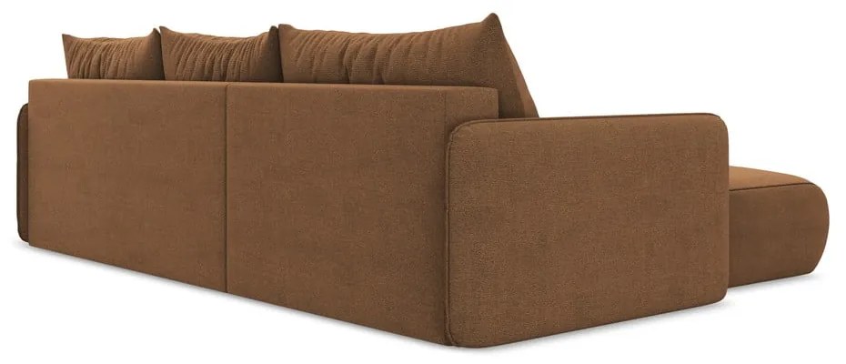 Оранжев разтегателен ъглов диван с място за съхранение (ляв ъгъл) Nanea – Makamii