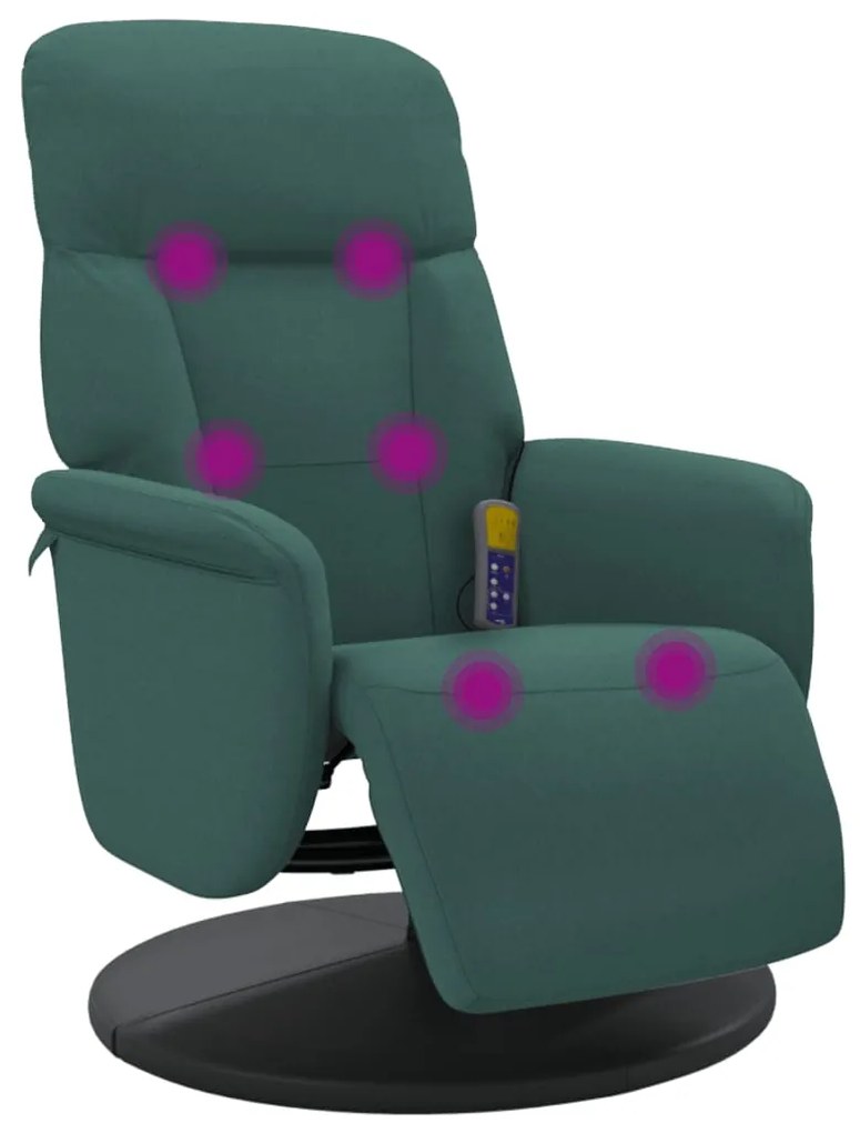 356695 vidaXL Масажен реклайнер стол с поставка за крака, тъмнозелен, кадифе
