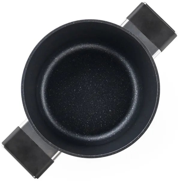 Тенджера Luigi Ferrero Regina FR-2040 20x10 см, 2.5 л, Незалепващо покритие, Стъклен капак с отвор за пара, Индукция, Черен