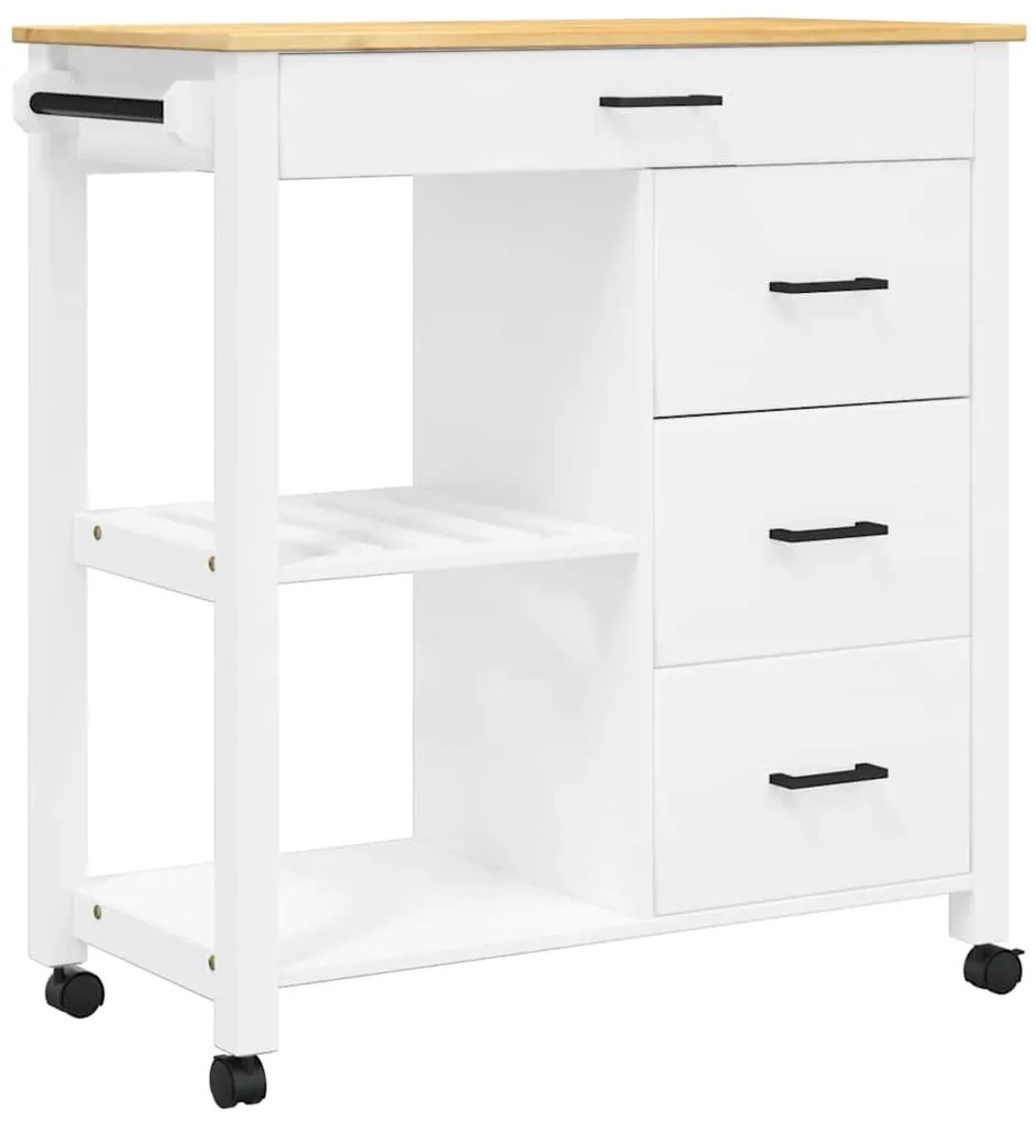 376117 vidaXL Кухненска количка "MONZA" 84x40x88,5 см борово дърво масив