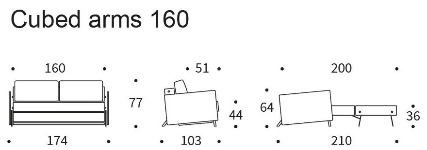 Бежов разтегателен диван с подлакътници , 160 см Cubed - Innovation