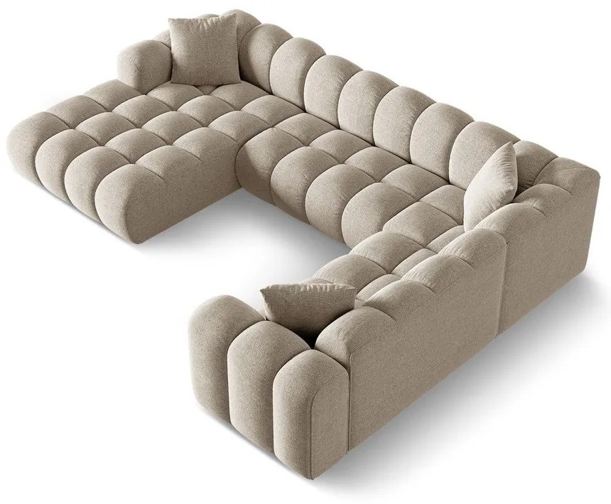 Светлокафяв шенилов ъглов диван (десен ъгъл/U форма) Treno – Cosmopolitan Design