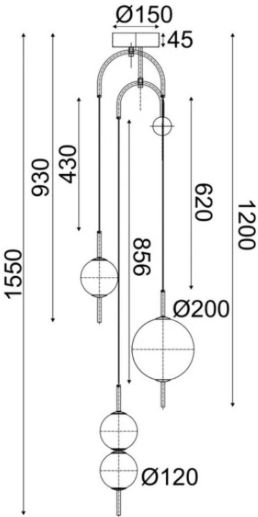 Висяща таванна лампа LED Amelia 4лампи