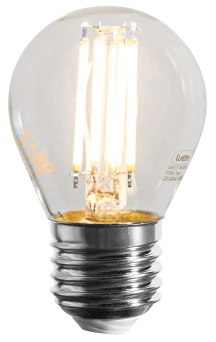 Комплект от 5 E27 димируеми LED Filament крушки G45 прозрачни 4W 470 lm 2700K