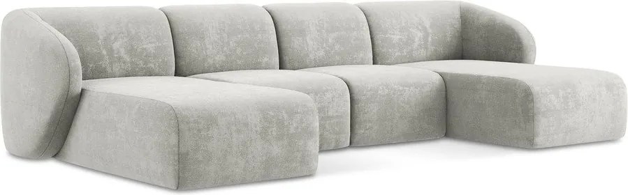 Светлосив шенилов ъглов диван (U форма) Lani – Makamii