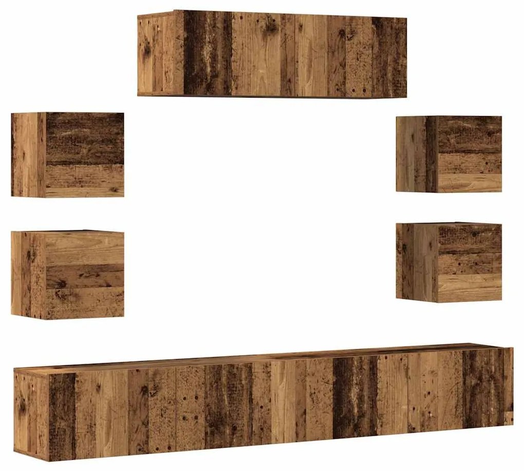 3329015 vidaXL Комплект ТВ шкафове за стенен монтаж 7 части, инженерно дърво