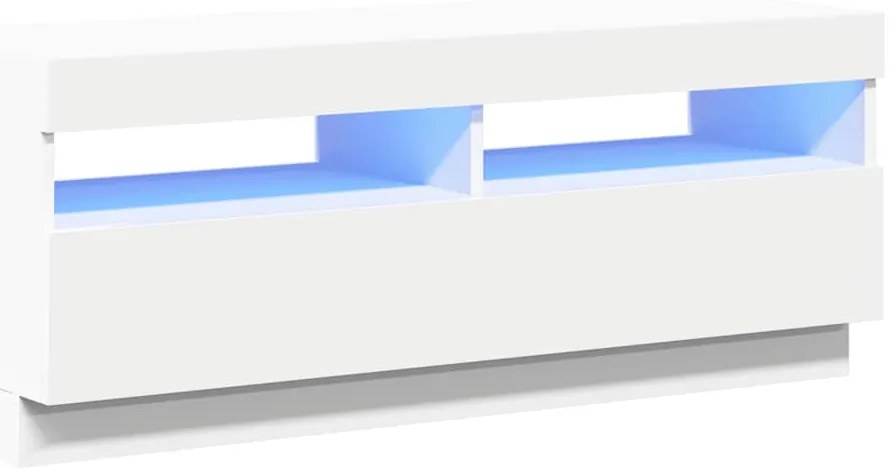 804454 vidaXL ТВ шкаф с LED осветление, бял, 100x35x40 см
