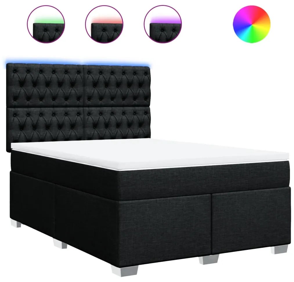 3292792 vidaXL Боксспринг легло с матрак, черно, 140x190 см плат