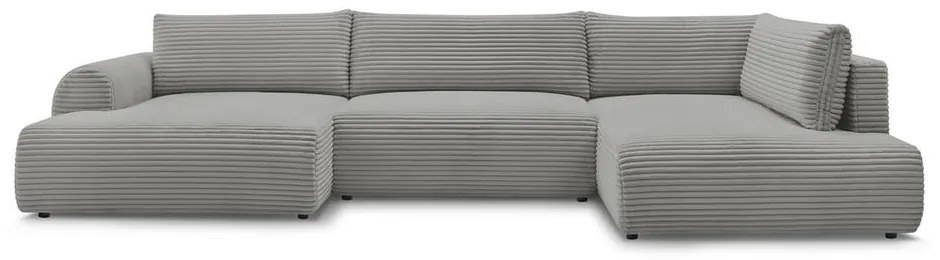 Тъмносив разтегателен ъглов диван от рипсено кадифе (ляв ъгъл/"U" форма) Lucien – Bobochic Paris