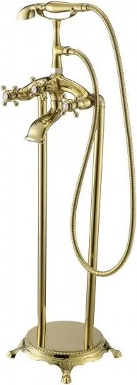 Стоящ смесител за вана ICL 8263GOLD, месинг, златен, с шлаух и слушалка, 100x33см