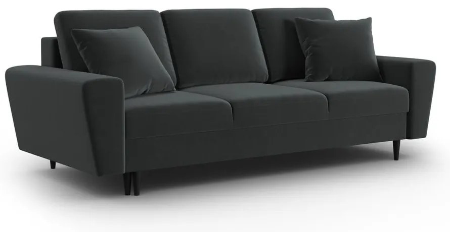 Тъмносив кадифен разтегателен диван с място за съхранение 235 cm Kyoto – Cosmopolitan Design