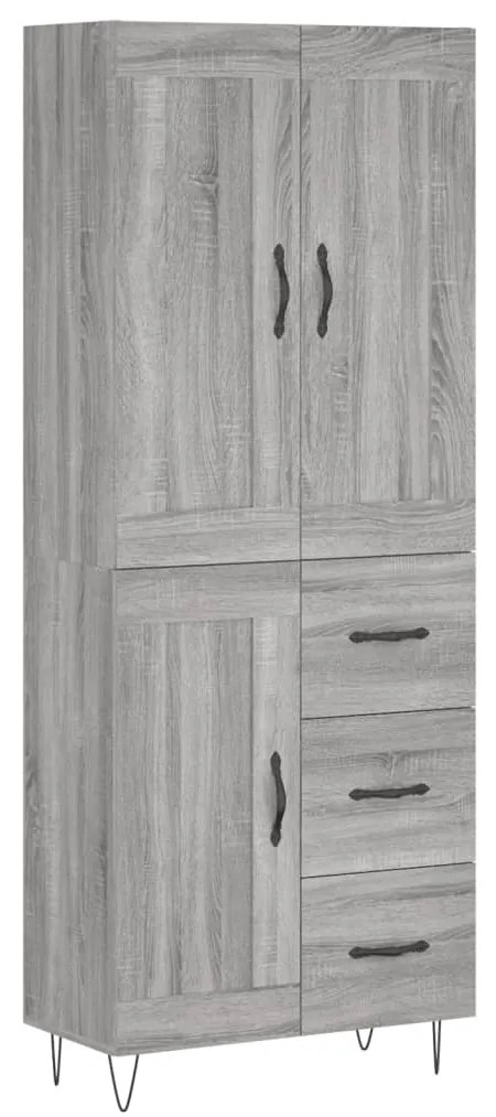 3200039 vidaXL Висок шкаф, сив сонома, 69,5x34x180 см, инженерно дърво