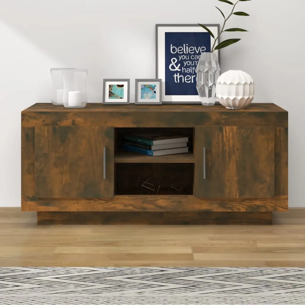 817225 vidaXL ТВ шкаф, oпушен дъб, 102x35x45 см, инженерно дърво