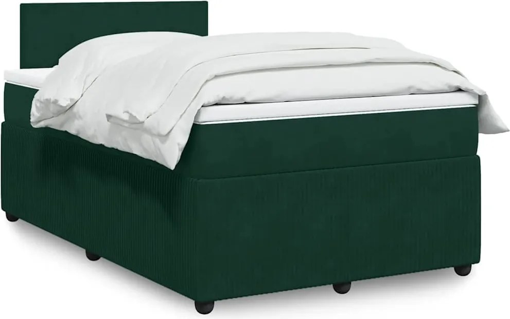 3287683 vidaXL Боксспринг легло с матрак, тъмнозелено, 120x190 см, кадифе