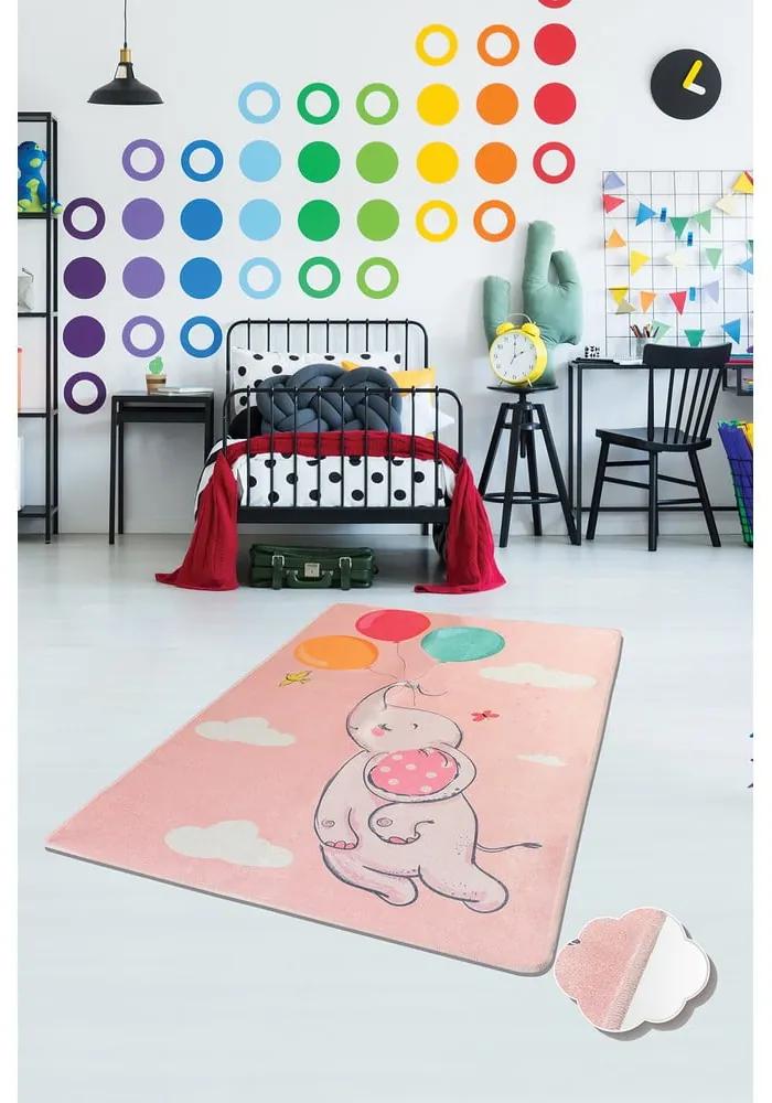 Розов детски нехлъзгащ се килим , 140 x 190 cm Balloons - Conceptum Hypnose