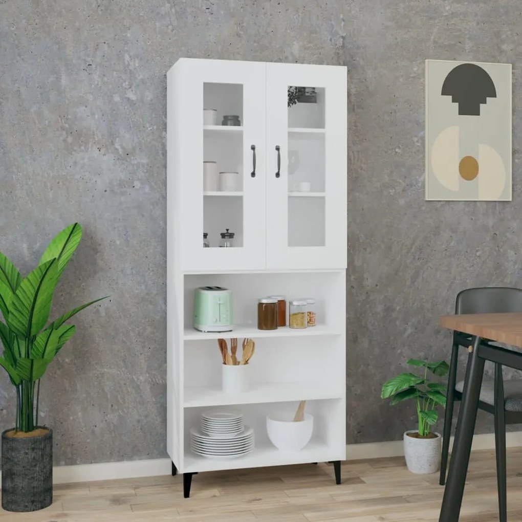 3114948 vidaXL Висок шкаф, бял, 69,5x34x180 см, инженерно дърво