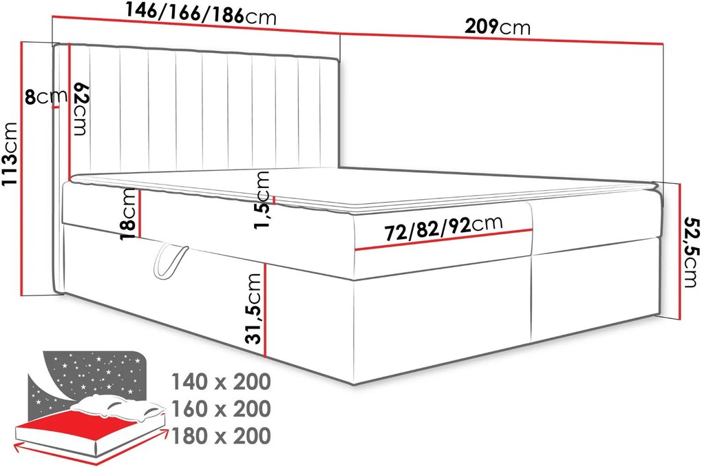 Тапицирано легло Everest-Сиво-140 x 200