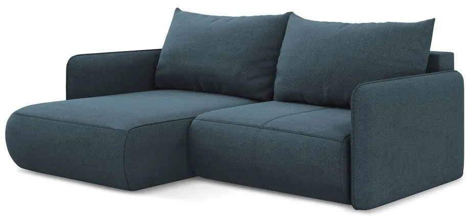 Син разтегателен ъглов диван с място за съхранение (ляв ъгъл) Nanea – Makamii