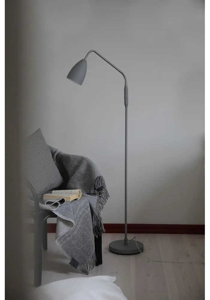 Сива LED затъмняваща се подова лампа с метален абажур (височина 140 cm) Patro – Markslöjd