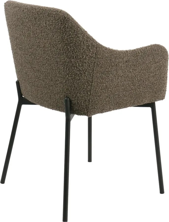 Кафяв тапициран трапезен стол с подлакътници Melilla – House Nordic