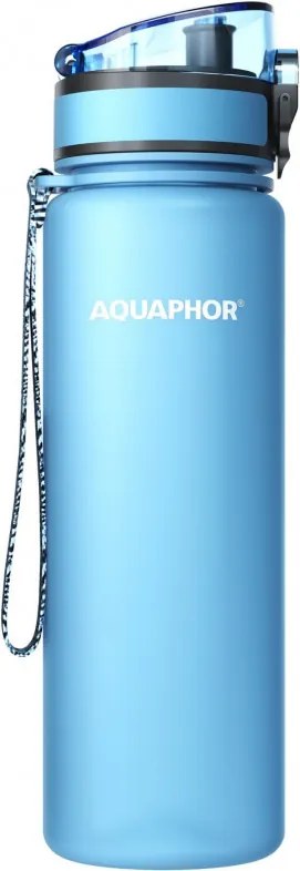 Филтрираща бутилка за вода Aquaphor City 160046, 500 мл, Тритан, Активен въглен, Aqualen, Заключващ се капак, Ледниково синьо