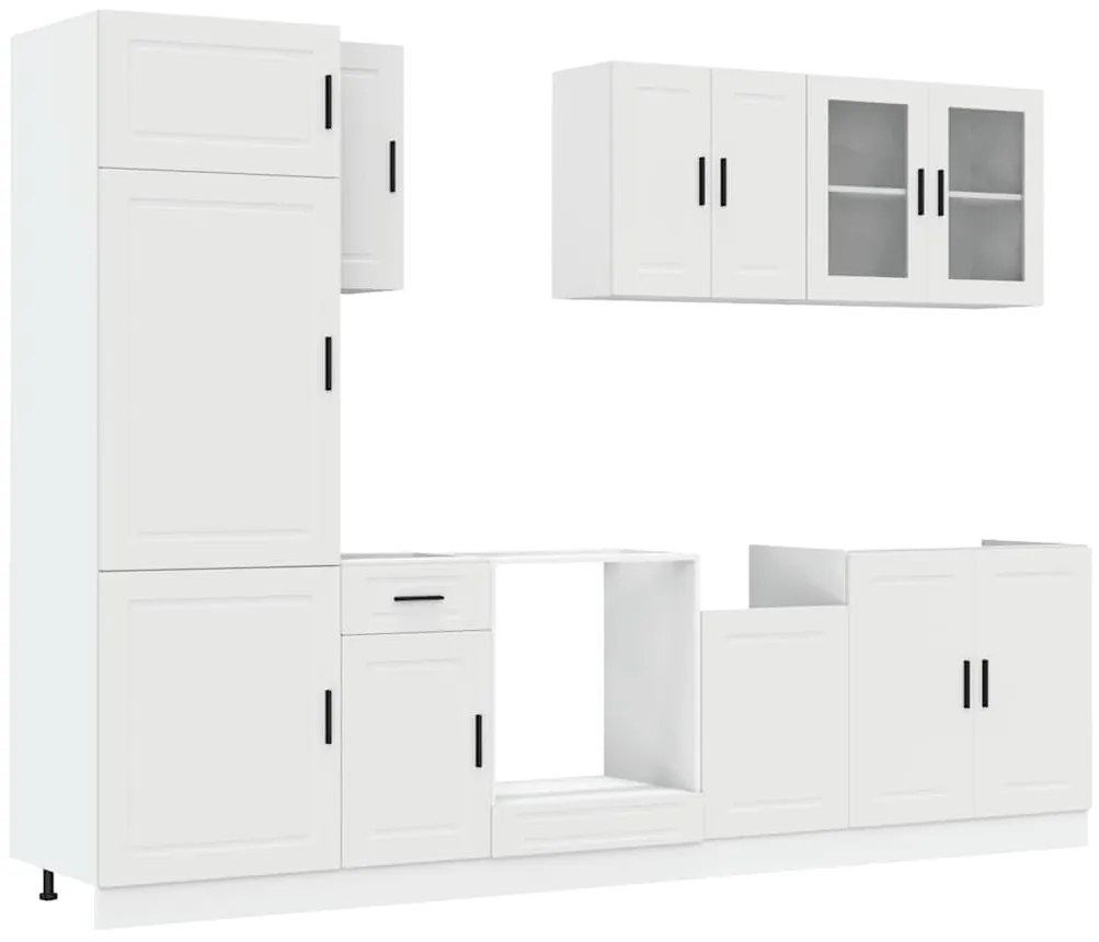 3314811 vidaXL Комплект кухненски шкафове от 8 части "Porto", бяло инженерно дърво